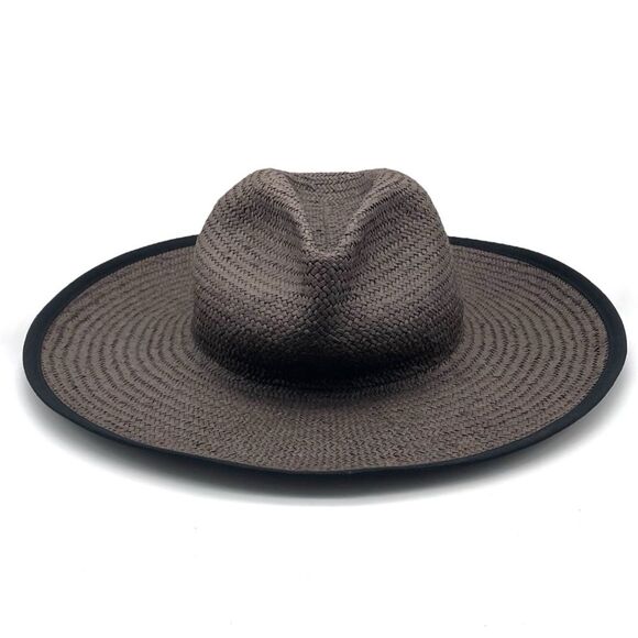 Madewell Wide-Brimmed Straw Fedora Sunhat in Faded Black | Gray Women’s Size S/M - Picture 5 of 16
